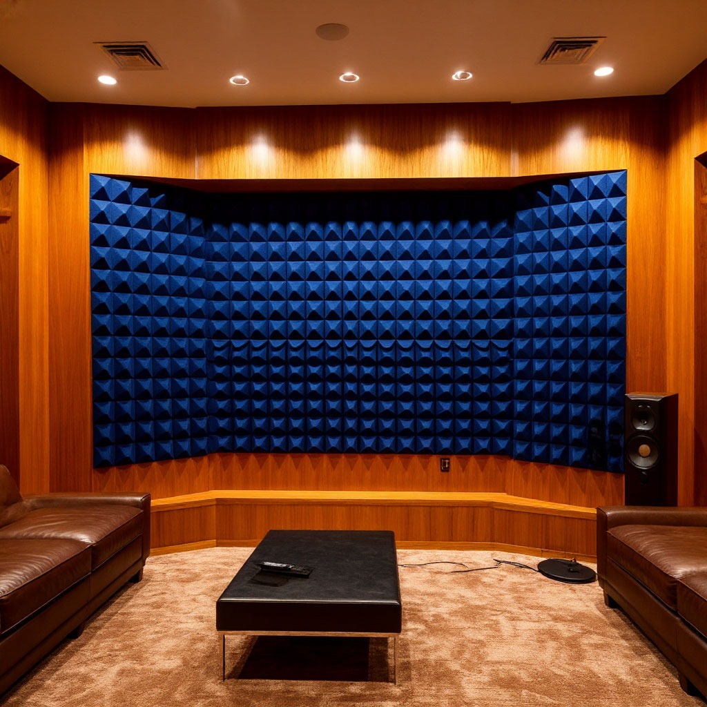 Acoustic room treatment panels in listening room